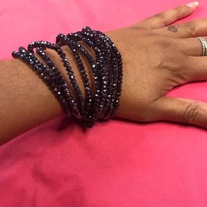 Black Crystal Multi-Strand Bracelet